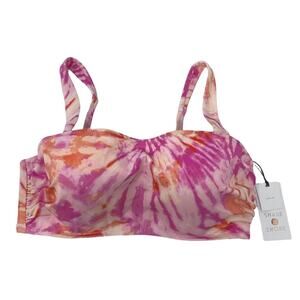 Shade & Shore Pink And Orange Tie Dye Light Lift Bikini Top Size 34 D NWT